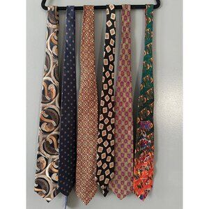 Lot of 6 Men’s Neckties Satin NFL & Cartoon Prints Mixed Pattern Retro Y2K work